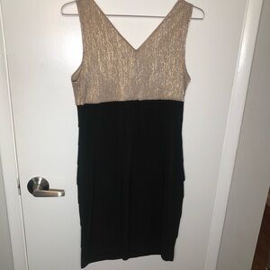 Enfocus Studio Gold and Black Midi Dress